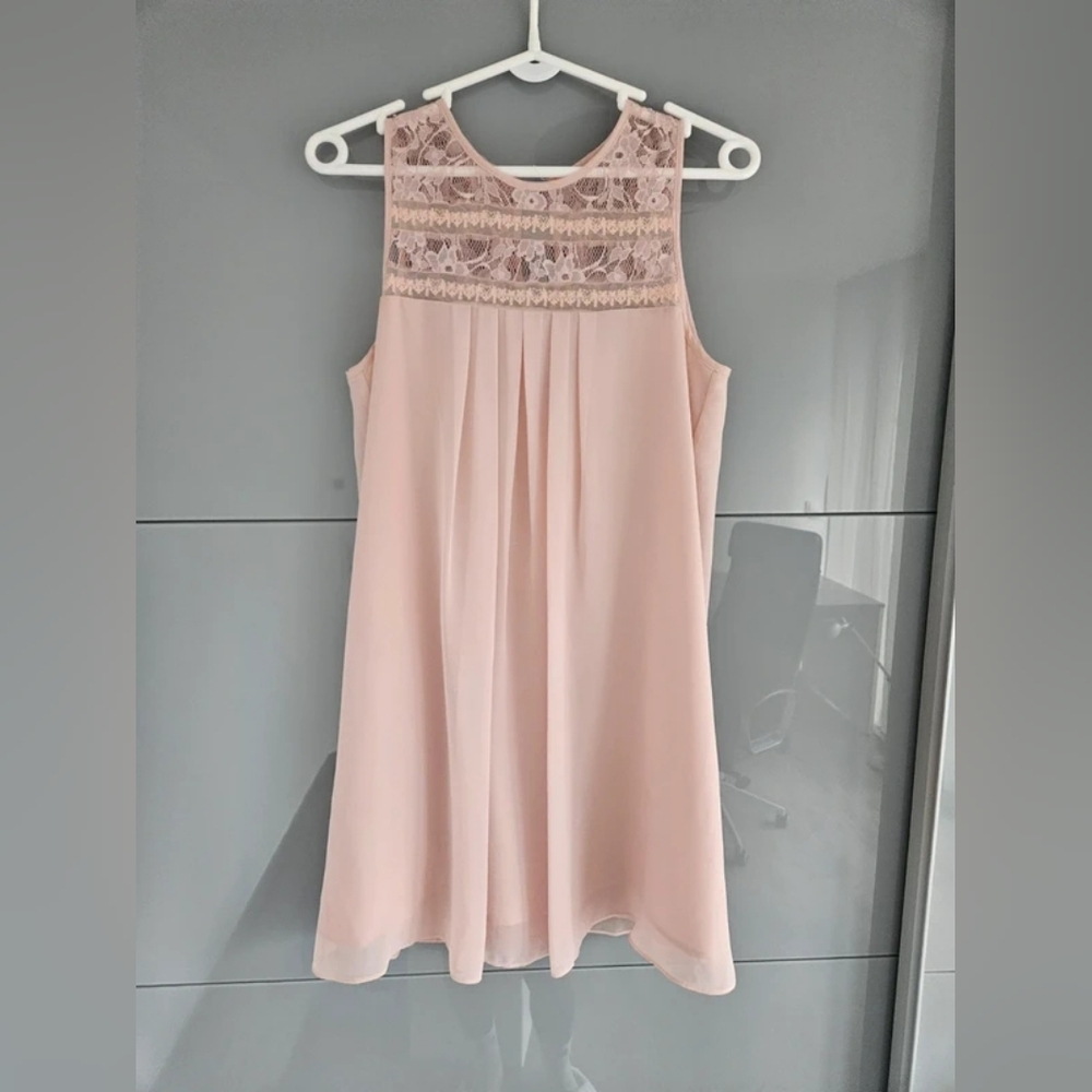Sheer Lace Yoke Women's Chemise - Blush Pink